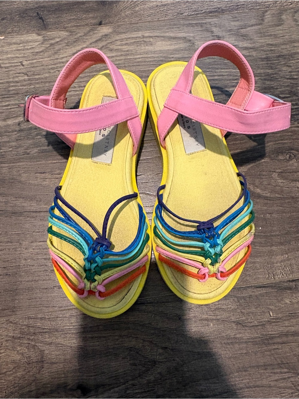 Stella McCartney Kids Pink & Yellow Rainbow-Strap Sandals